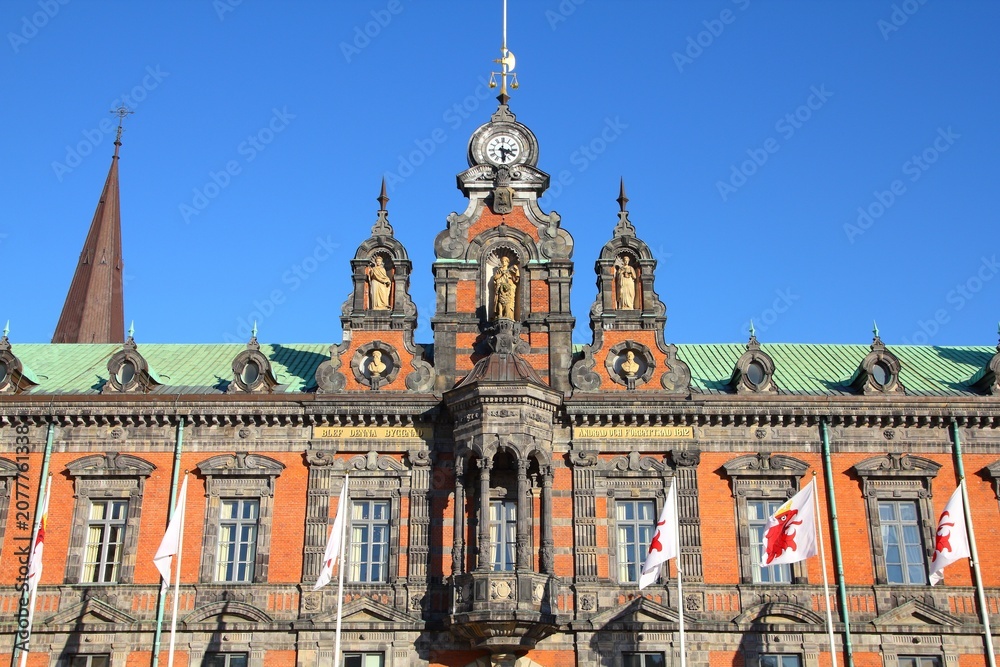 Fototapeta premium Malmo city, Sweden - the Town Hall (Radhus). Local government building.