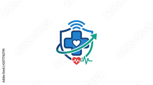 A digital medical shield icon representing health protection and wellness services