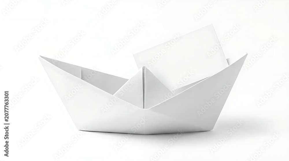 Naklejka premium Blank White Paper Boat with Message Card Mockup for Concept Design