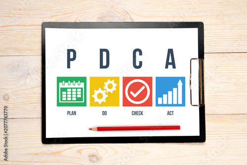 PDCA cycle - plan do check act, success business improvement strategy, quality control method concept