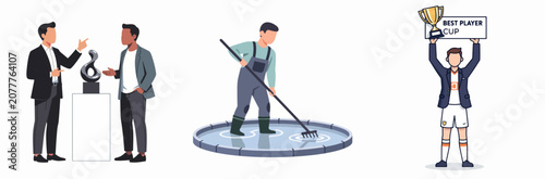 Award Ceremony and Sports Achievement Contrast Illustration