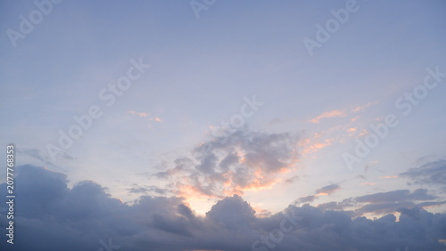 Schilderij op canvas Dramatic Sunrise Sky with Crepuscular Rays and Cloud Formation Background