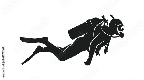 Scuba diver icon, scuba diving silhouette, diver vector, black scuba diver Vector