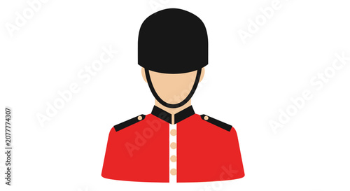 Tableau sur toile British Royal Guard Icon in Red Uniform and Black Bearskin Hat