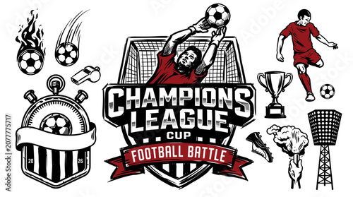 Cuadro en lienzo Football champions league cup artwork