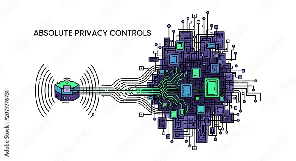 Fotografie Abstract network diagram for absolute privacy controls