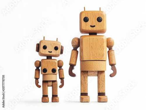 Handcrafted Wooden Robot Parent Child Toy Figures for social media