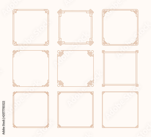 A collection of borders featuring various traditional Korean patterns. Design resources featuring geometric Oriental motifs.