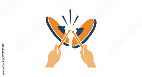 Cuadro en lienzo Drummer Playing Cymbals Icon Vector Illustration