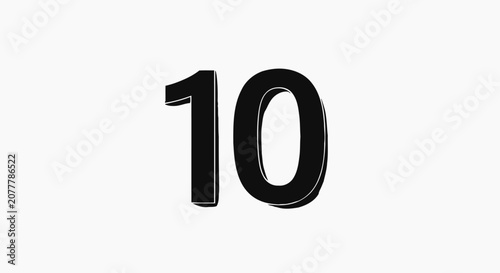 Bold Black Number Ten Graphic Element.