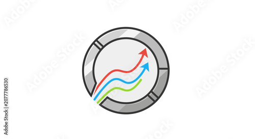 Circular Graph with Upward Trending Arrows Illustrating Growth.