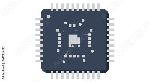 Detailed Illustration of a Modern Microchip Processor.