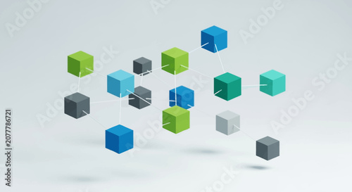 Scattered Colorful Cubes Floating Abstractly in Space.
