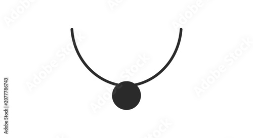 Simple Black Circle Pendant Necklace Icon.