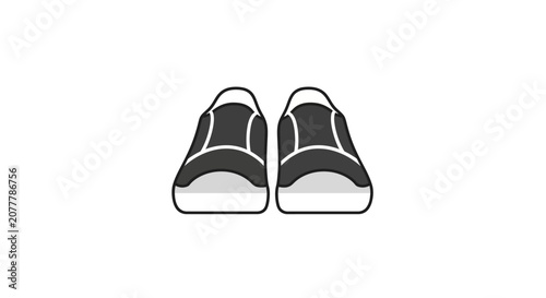 Pair of Black and White Slip-On Sneakers.