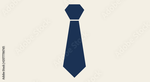 Simple Dark Blue Necktie Icon on Light Background.