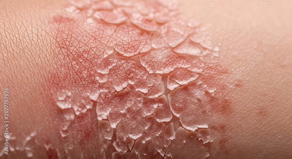 Fototapeta premium Close-up of Psoriasis Skin Condition with Redness and Scaly Patches.