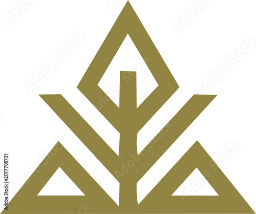 Abstract golden geometric flower plant icon vector design