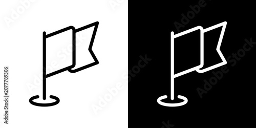 Obraz na płótnie Flag On Pole Line Icon Set