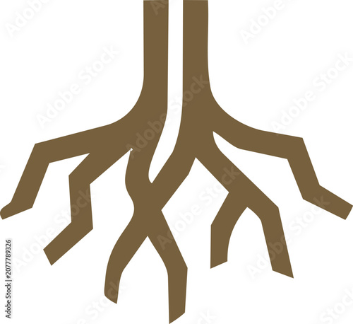Abstract brown tree roots ground icon vector illustration
