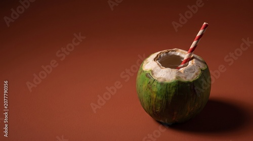 Plasticine Coconut Drink on Pale Peach Studio Background
