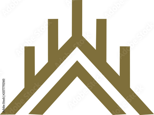 Abstract geometric golden mountain crown icon vector design