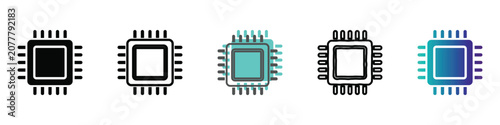 Photos Collection of diverse microchip icons, showcasing different artistic interpretat