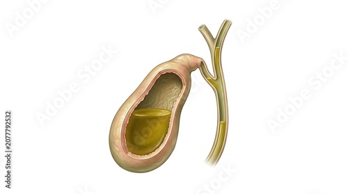 Human gallbladder cross section showing bile storage