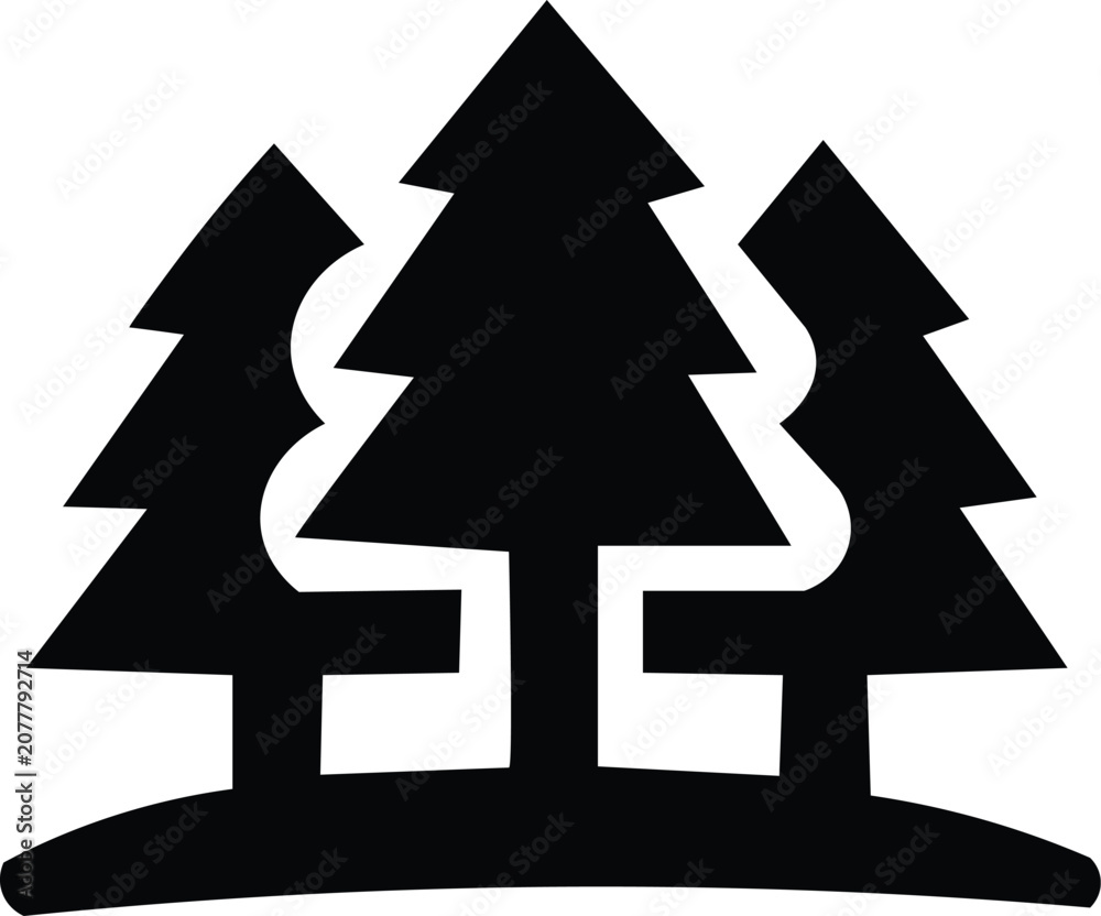 Obraz premium Forest and pine trees icon