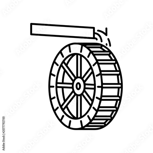 Black and white illustration of wheel.
