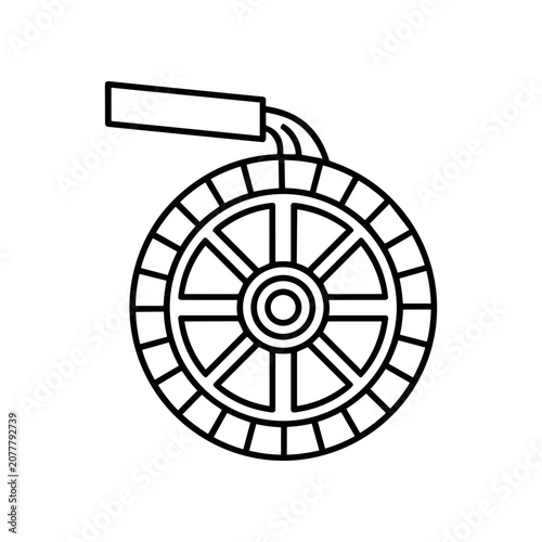Black and white wheel illustration.