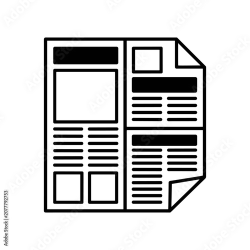 Newspaper Page Icon Black Lines.