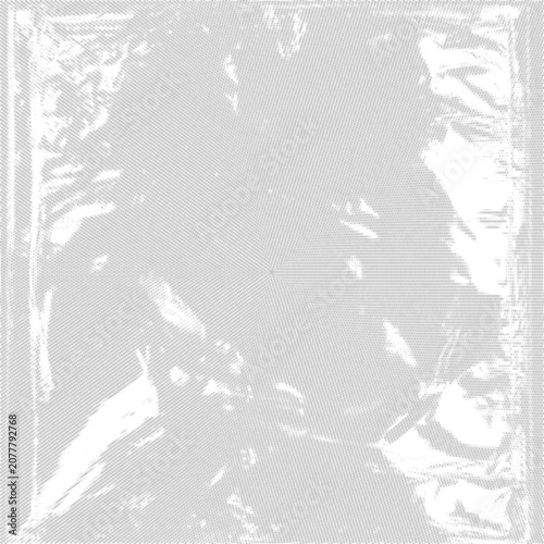 Картината върху платно Halftone crumpled transparent png plastic film texture background with abstract