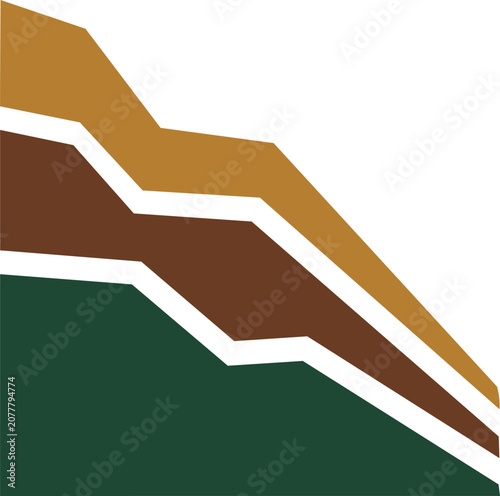 Abstract brown layered step hill terrain icon design