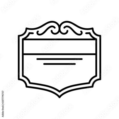 Black and white crest label icon.