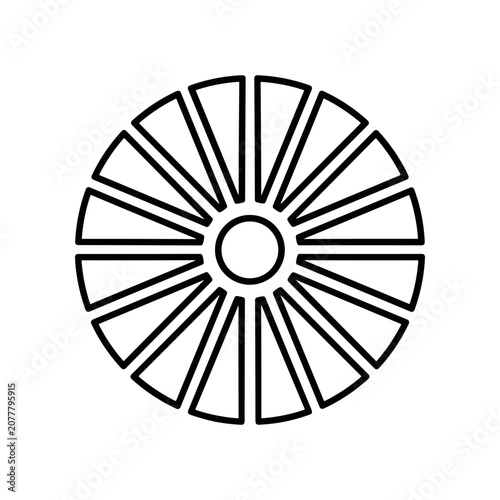 Black and white circular wheel design.