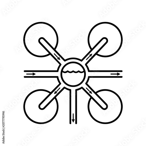 Drone Black and White Line Art.