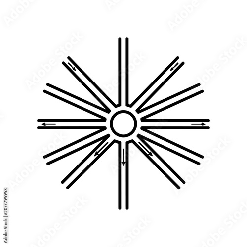 Black and white starburst design symbol.