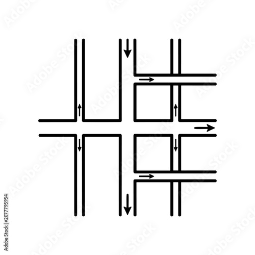 Road traffic flow intersection diagram.