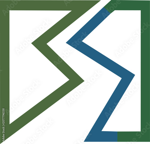 Geometric square winding river pathway icon vector design