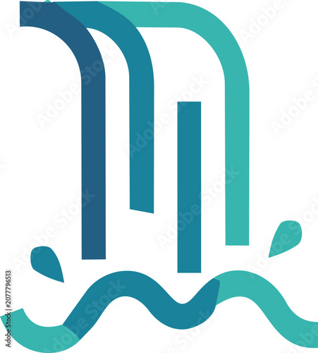 Blue waterfall flowing down stream vector icon design