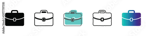 Vászonkép A set of five distinct briefcase icons, showcasing different artistic interpreta