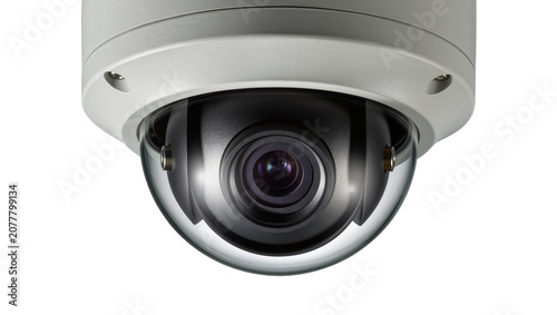 Schilderij op canvas Dome security camera with wide angle lens and clear dome cover
