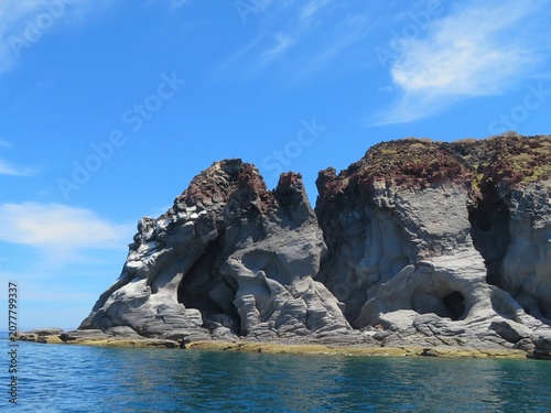 The rocks in the sea of the Coronado island in Loreto, Baja California Sur, Mexico