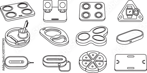 Foto Set of twelve baking and pastry silicone molds for cooking Vector