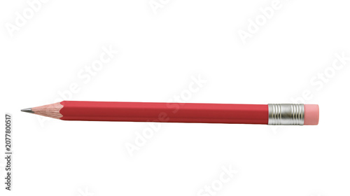 Schilderij op canvas Red wooden pencil with graphite tip and pink eraser