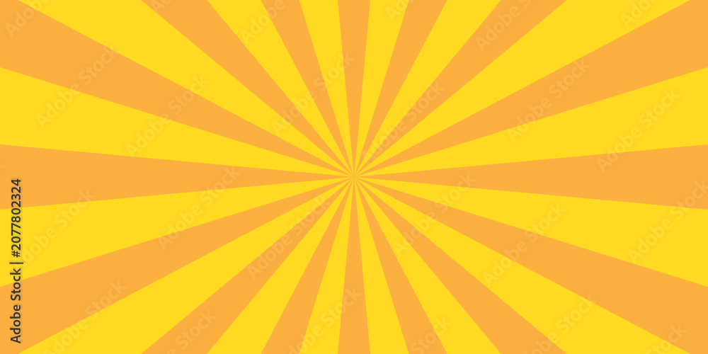 Fototapeta premium Circus background. Starburst radial pattern. Spiral yellow orange rays form comic book vintage backdrop. Circus, carnival, summer fair or chapiteau poster. Vector illustration.