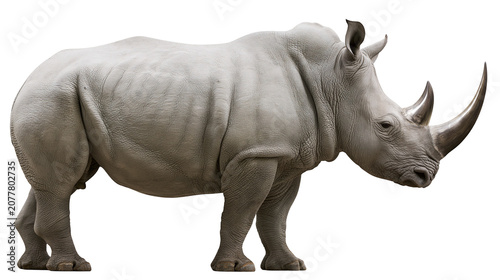 Obraz na plátně White rhinoceros with two horns and thick grey skin