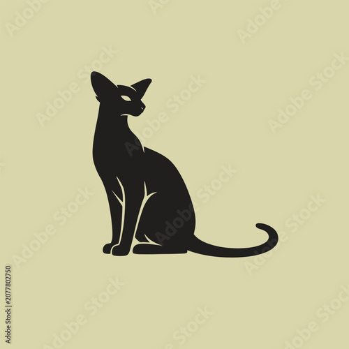 Bild auf Leinwand Oriental cat icon logo vector art mockup template silhouette illustration