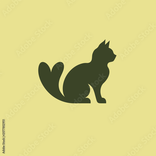 Billede på lærred Japanese bobtail cat  logo design silhouette illustration.